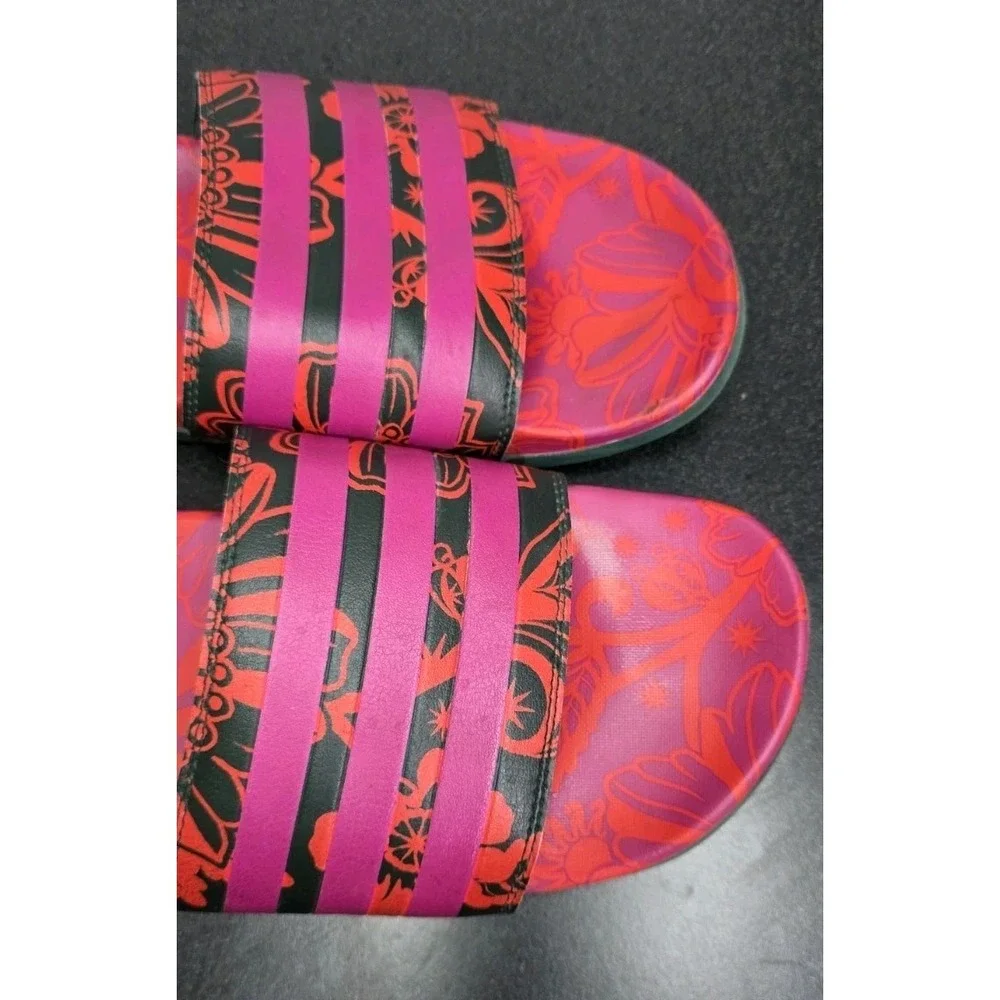 Adidas Adilette Comfort Slide‎ 'Floral - Bahia Magenta' Mens 11 Pink Slip On EUC